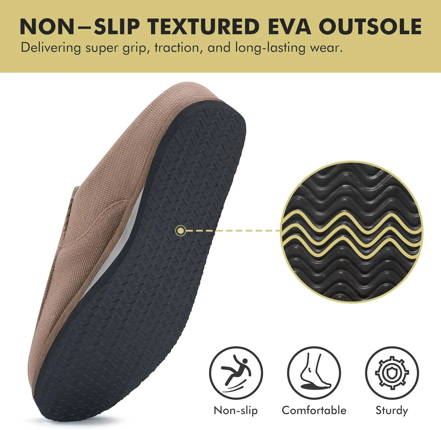 Yolis Men's Slippers with Arch Support Moccasin Clog House Shoes Breathable Waffle Knit Lightweight Non Slip Indoor Outdoor Home Shoes Size 8-14