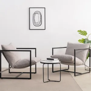 ZINUS Aidan Sling Accent Chair, Pack of 2, Metal Framed Armchair with Shredded Foam Cushioning, Oatmeal