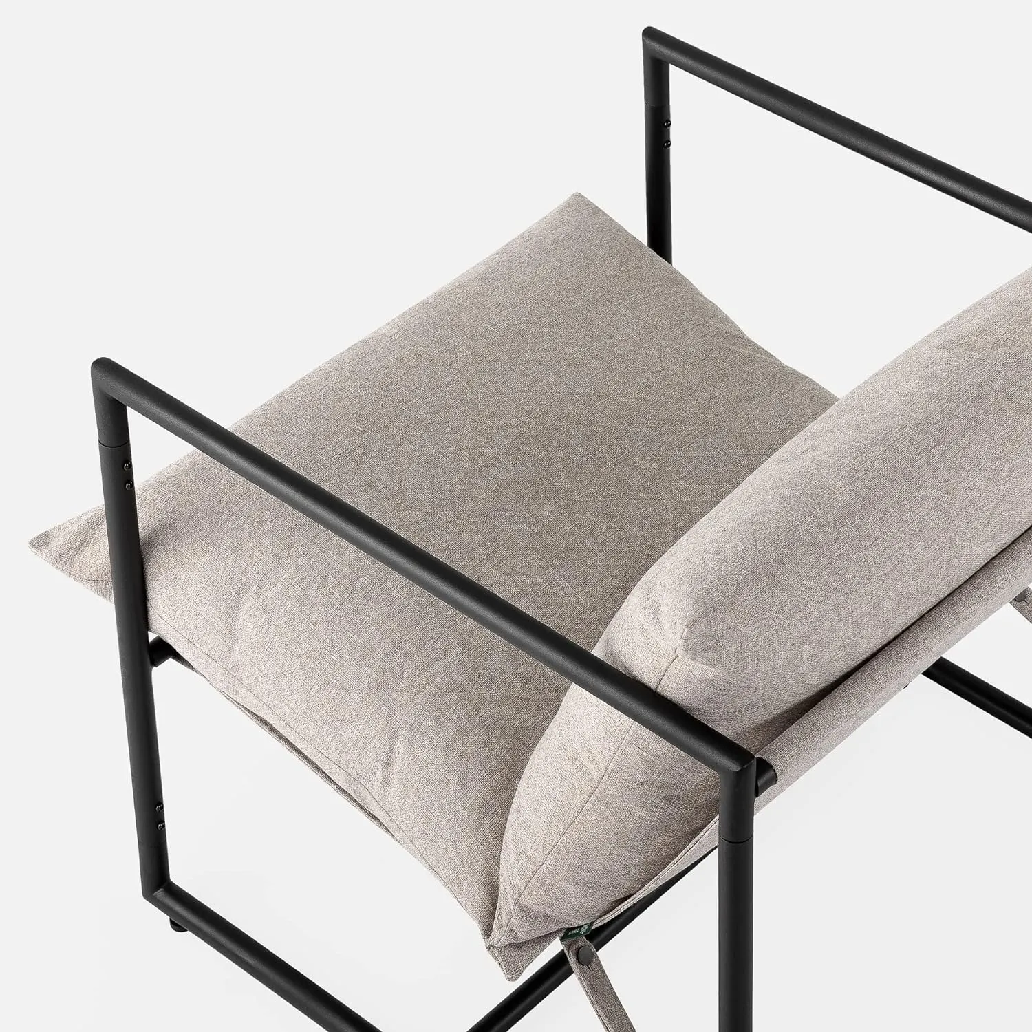 ZINUS Aidan Sling Accent Chair, Pack of 2, Metal Framed Armchair with Shredded Foam Cushioning, Oatmeal