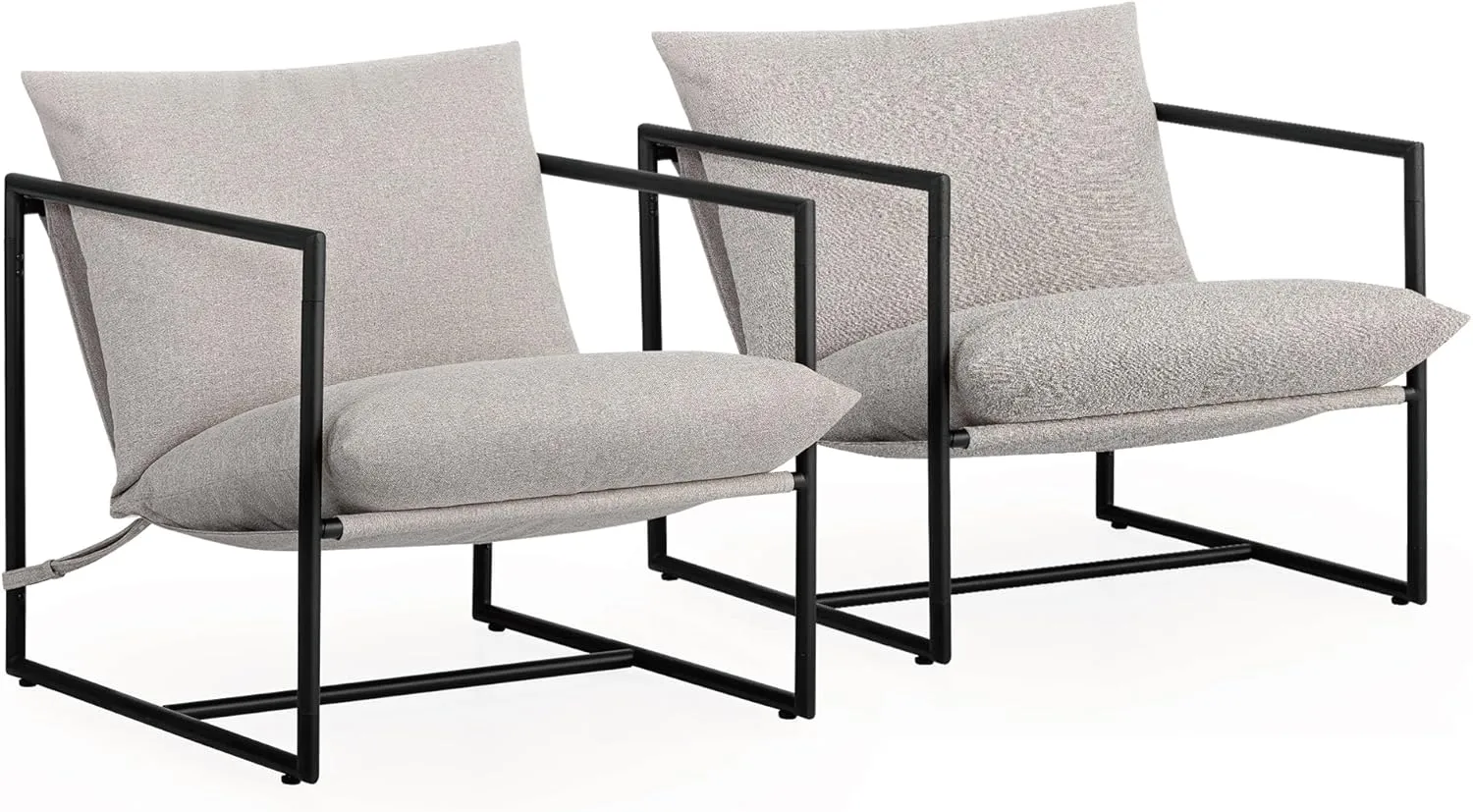 ZINUS Aidan Sling Accent Chair, Pack of 2, Metal Framed Armchair with Shredded Foam Cushioning, Oatmeal