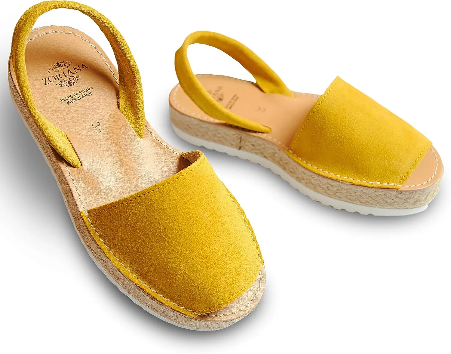 ZORIANA® Sandals for Women Handmade Leather, Dressy, Comfortable Sling Back Shoes Flat - Fashion Exclusively Made in Spain - Avarca Summer Trending Slingback Shoes 2023, 100% Spanish Genuine Leather