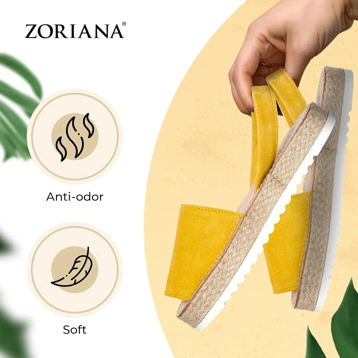 ZORIANA® Sandals for Women Handmade Leather, Dressy, Comfortable Sling Back Shoes Flat - Fashion Exclusively Made in Spain - Avarca Summer Trending Slingback Shoes 2023, 100% Spanish Genuine Leather